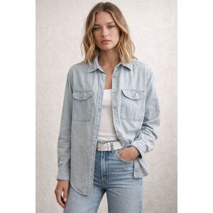 DENIM FORUM Blue Button Up Long Sleeve Shirt Top  Women's Size XXS